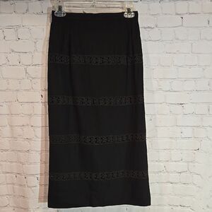 Vintage black wool midi skirt